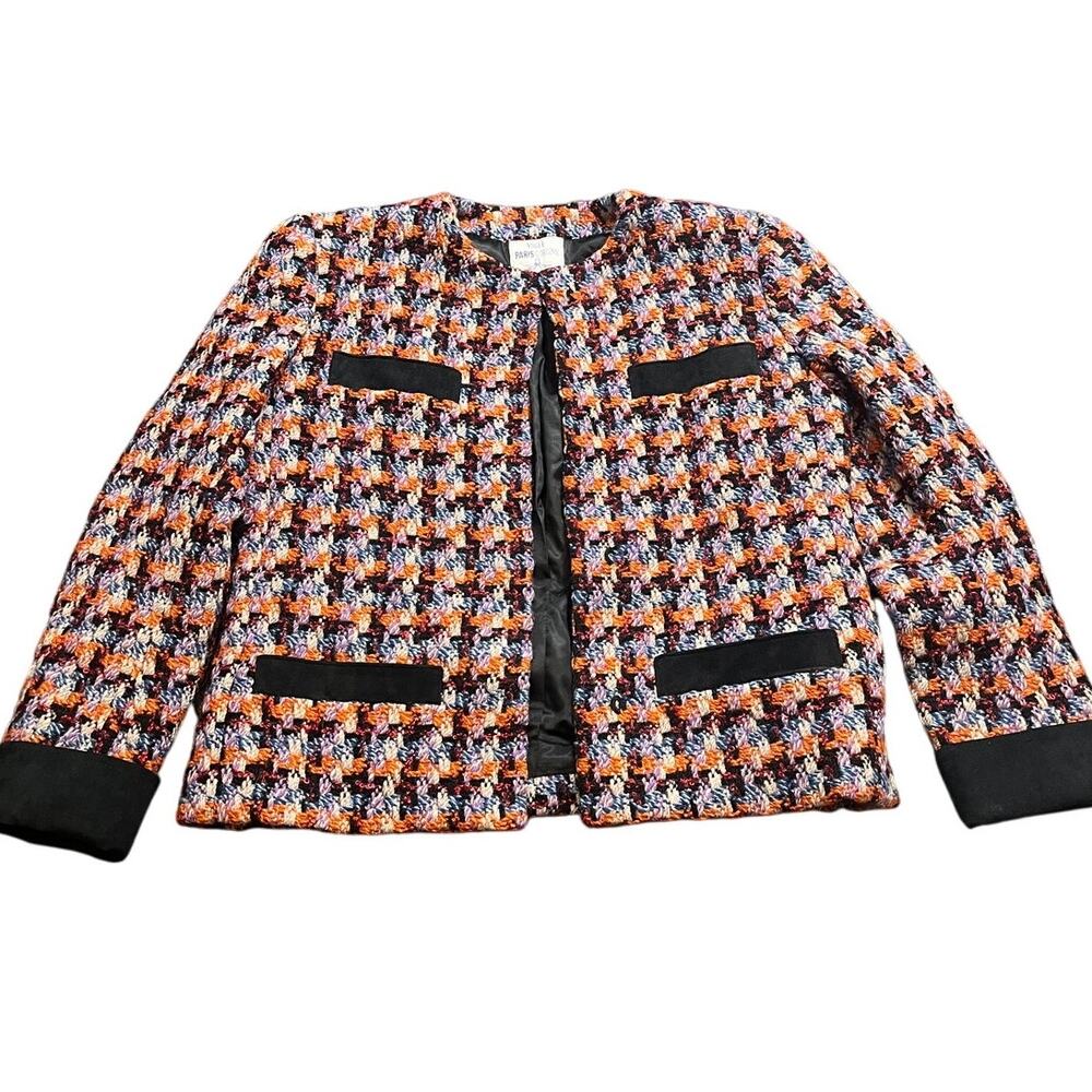 Vintage Vogue Paris Original Multicolor Knit Blazer Jacket Womens Tweed Fits‎ L
